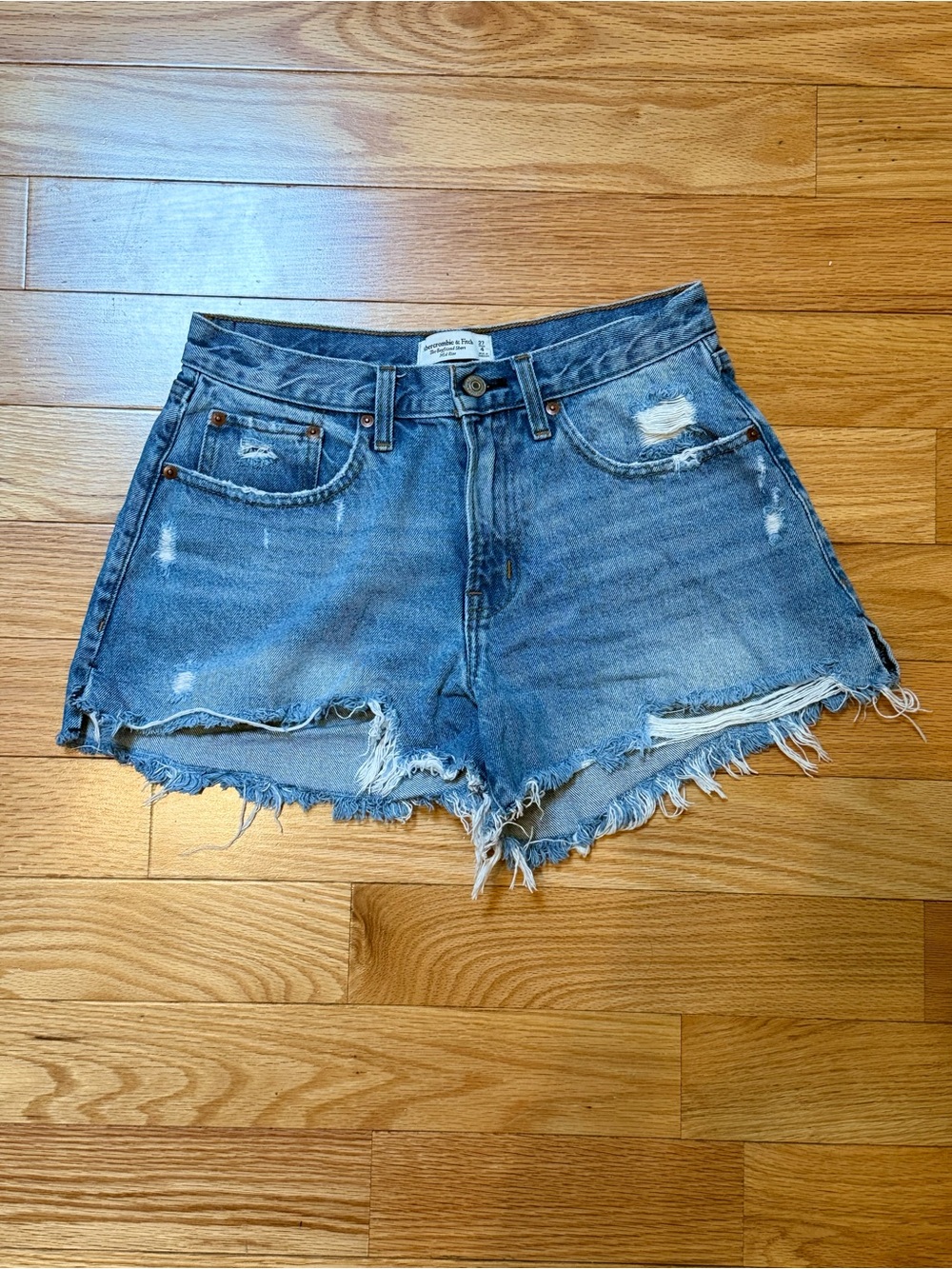 Abercrombie & Fitch Distressed Blue Denim Jean Shorts